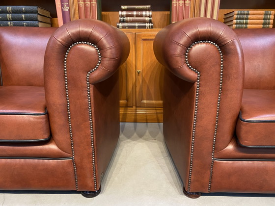 Springvale Chesterfield 3+1+1+ voetenbank bruin leer met zwarte bies – Banken, Leather, Wood (photo 11 of 15)