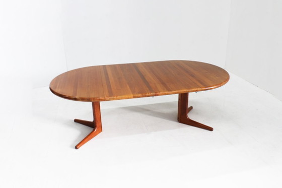 Image 1 of Table de salle à manger ronde extensible vintage danoise en teck massif Glostrup