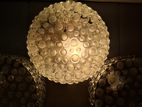 Image 1 of Vintage cut bubble glass wall or ceiling lamp, German manufacturer 60s/70s