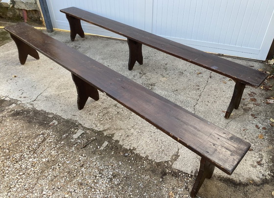 Solid wood farm bench 300cm for rustic farm table 1950 – Benches (photo 2 of 16)