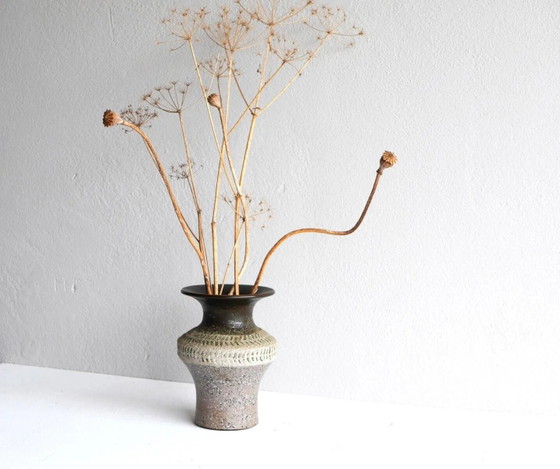 Image 1 of Brutalist ceramic vase in Scandinavian modernist style from the mid-century by Thomas Hellström for Nittsjö, Sweden.