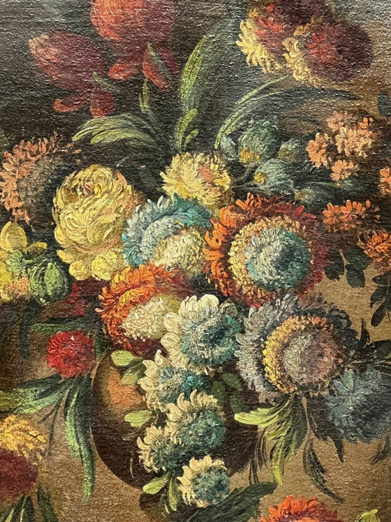 Old still life with flowers. – Paintings & Drawings, Wood, Canvas (photo 4 of 7)