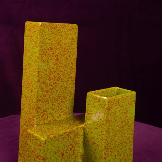Geometrische dubbelkoloms keramische vaas Space Age, Italië 1970 – Plantenbak, Ceramic (photo 17 of 20)