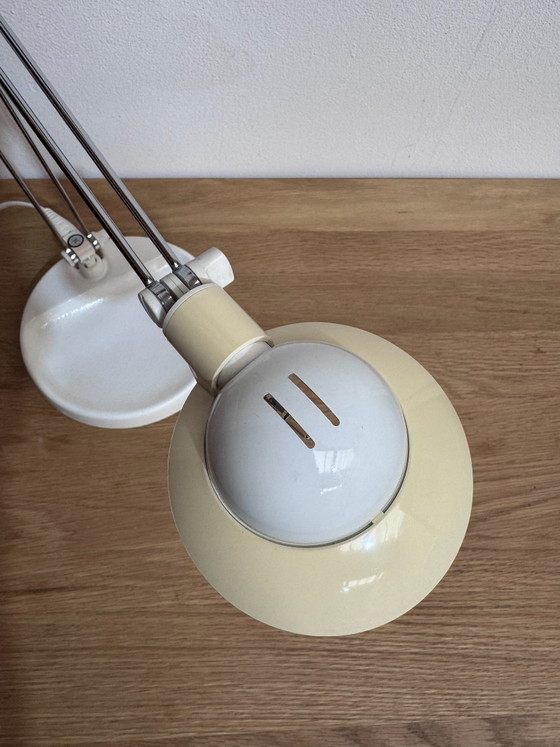 Vintage Massive "Baseball Cap" bureaulamp, Tafellampen, Chroom, Gietijzer, Wit (foto 8 van 9)