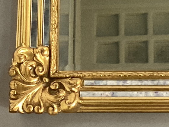 Image 1 of Miroir à facettes Deknudt doré avec bords fumés