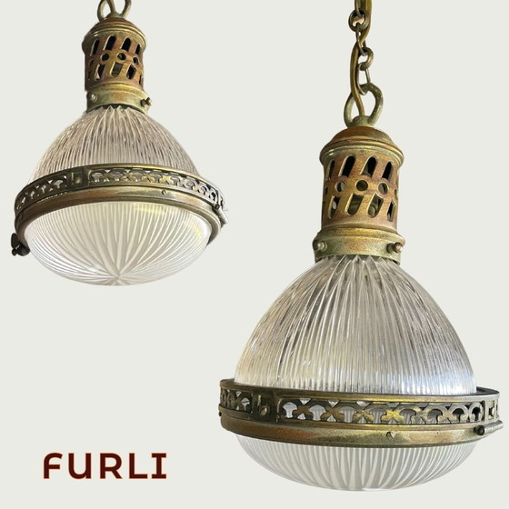 Image 1 of Französische Holophane-Pendelleuchte
