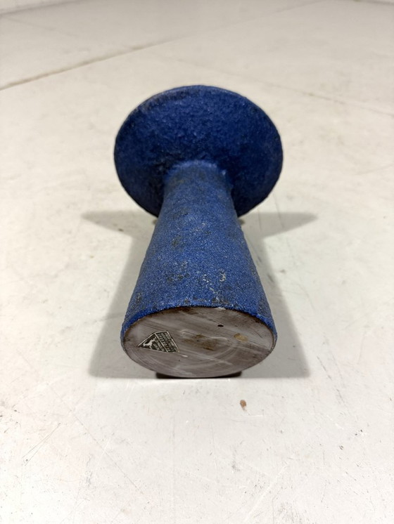 Image 1 of Blauwe aardewerk kandelaar 1960’s