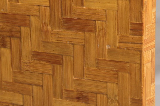 Image 1 of Max Papiri Braided Banana Wood & Smoked Glass Side Table – A Sculptural Modern Classic