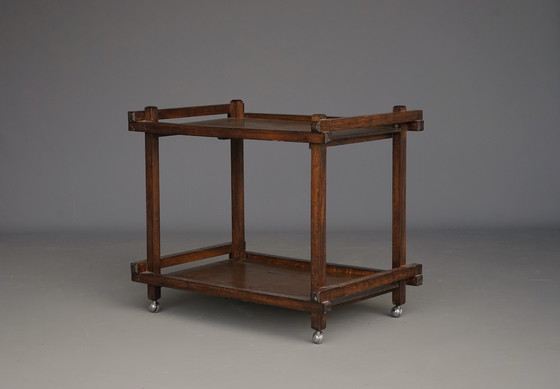 Image 1 of Chariot à thé moderniste en chêne. 1950s