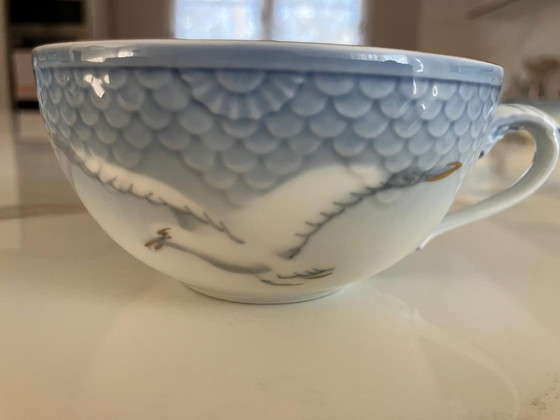 Juego de café y postre Bing & Grøndahl "Seagull" con borde dorado - 23 piezas, Loza, Porcelana, Azul (foto 5 de 9)