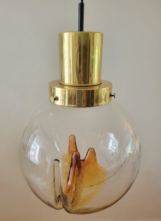 Image 1 of Grande lampe suspendue vintage en verre de Murano par Kaiser Leuchten