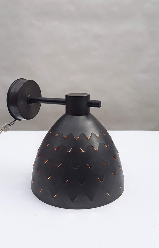 Brutalist Zweedse Koperen Wandlamp 1960,s door Carl Thore