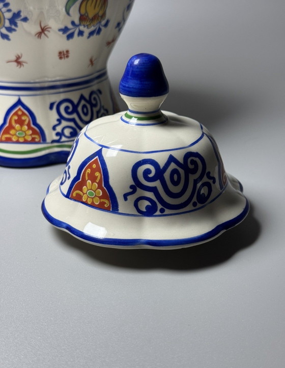 Image 1 of Boch Frères Keramis dekselpot van faience – Art Deco-periode – België, jaren dertig