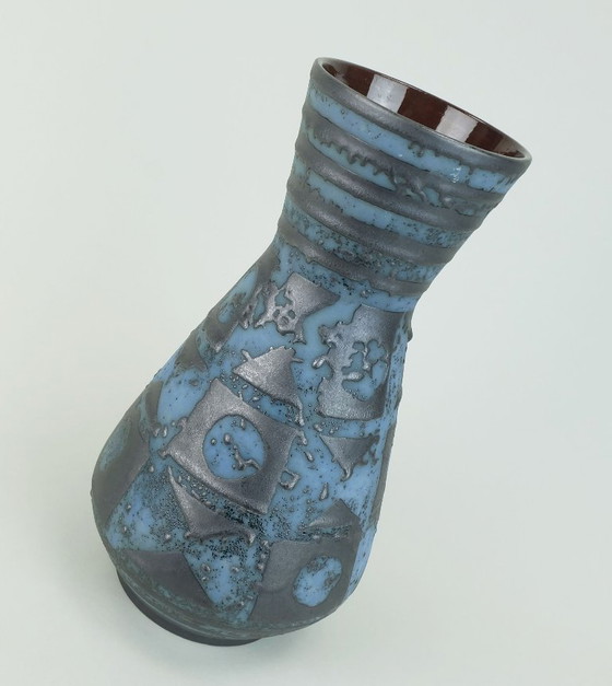 Image 1 of vase carstens decor ankara bleu gris glacure metallique no. 1218-29 céramique du milieu du siècle 1960 WGP