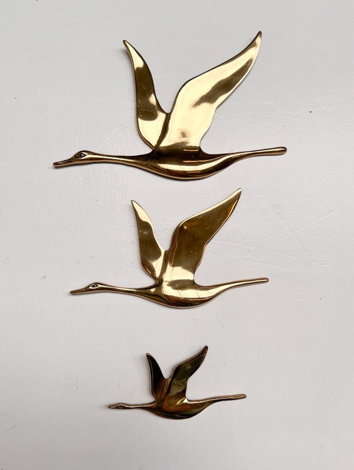 Vintage brass wall birds from the 1960s