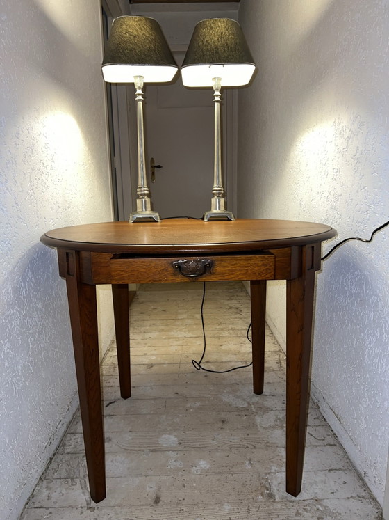 Mesa de madera de cerezo 110 cm, Metal, Rojo (foto 6 de 6)