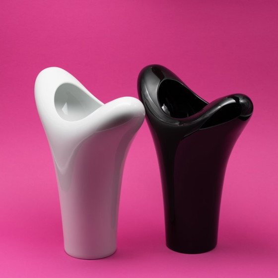 Image 1 of Duo de vases SPIRIT en porcelaine blanche et noire, Rosenthal Studio Linie, par Platt & Young