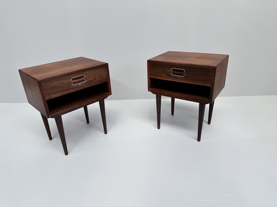 Image 1 of Set Of 2 Rosewood Nightstands By Johannes Andersen For Dyrlund 1960S