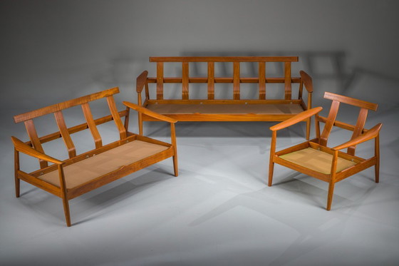 Image 1 of Deense moderne zitset in teakhout van Arne Vodder voor France & Søn, jaren 60, set van 3