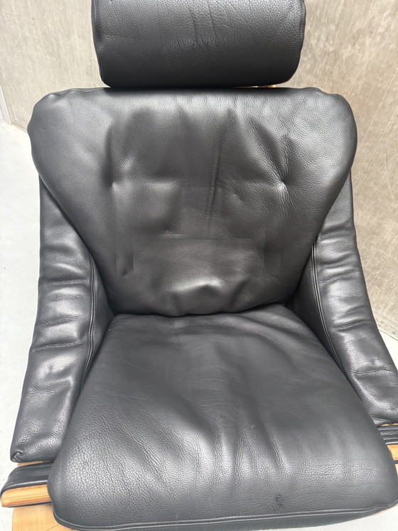2x Swedish Kroken Armchair Åke Fribyter Nelo Möbel 1970s – Wood, Leather (photo 7 of 10)
