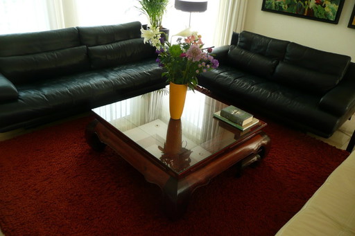 Rolf Benz 6500 sofa set deep blue nappa leather 2.5. and 2 seater
