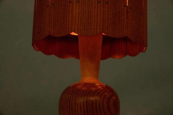 Image 1 of Vintage houten schemerlamp, pine Japandi table lamp 1960s