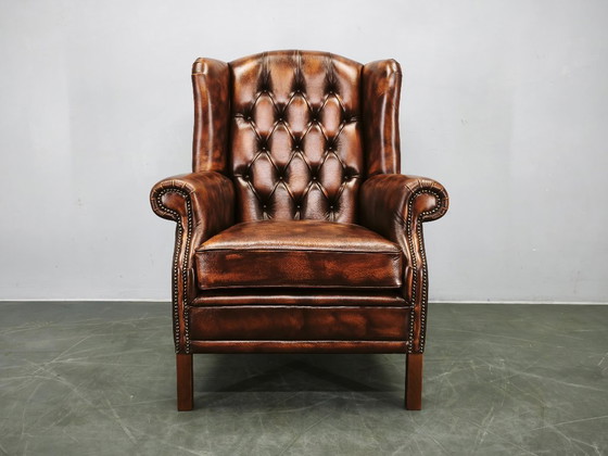 Poltrona Chesterfield contemporanea in pelle con schienale alto, realizzata a mano, anni 2010. – Poltrone (photo 17 of 17)