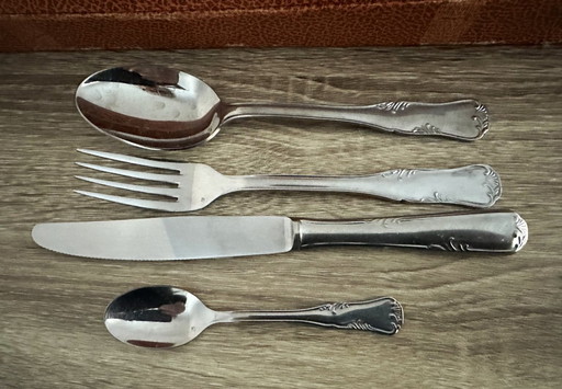 Juego de cubiertos de 49 piezas de Devouge Dupont - Metal plateado - Estilo Luis XV - Caja original