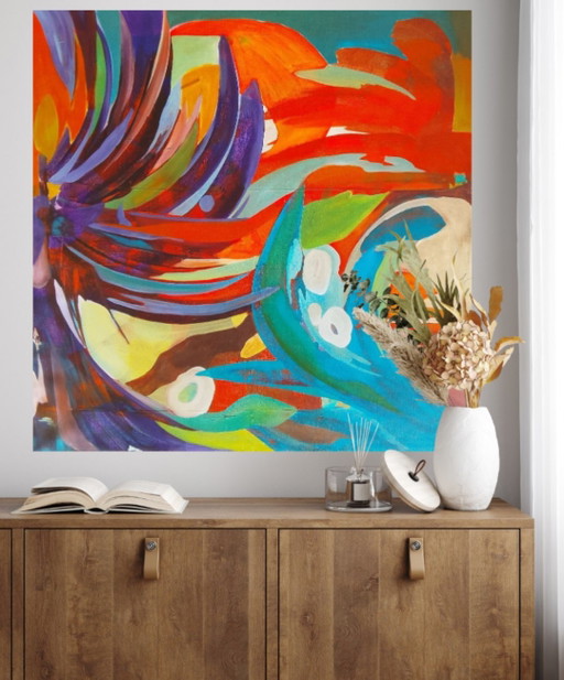 Acrylverfschilderij #krijt 100x100cm – kunst, Canvas