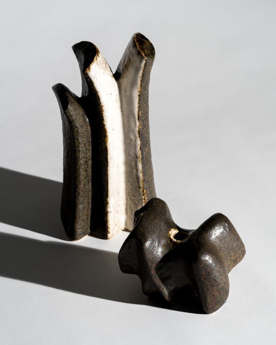 Image 1 of Ingeborg Zenker & Gerburg Karthausen Studio Ceramic Trio – Sculptural Vessels Organic Form Objects, Germany, 1970s-1980s