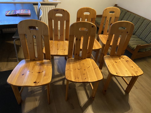 Six Retro Effezeta Italy Design Pine Chairs Chair Pine Wood