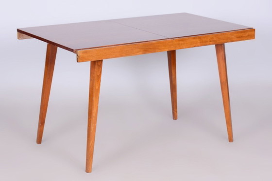 Original 20. Century Folding Table, Beech, Mahogany Veneer, Czech, 1960s – Dining tables, Wood (photo 9 of 15)