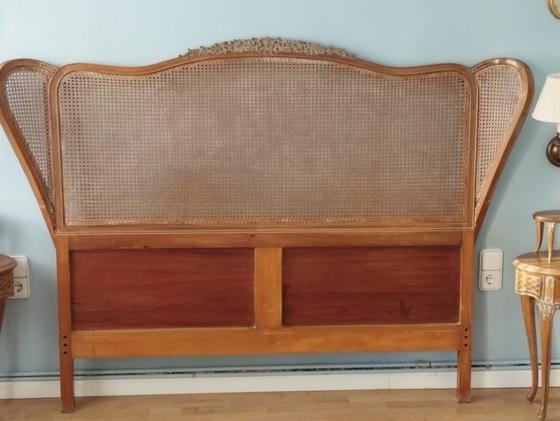 Image 1 of Testiera del letto in rattan naturale, fine anni '50