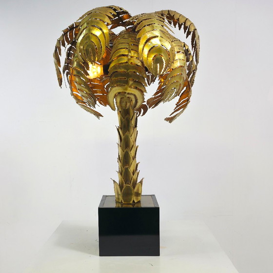 Image 1 of Maison Jansen palm tree lamp 70s mid century brass