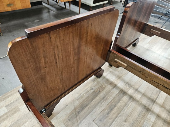 Image 1 of Coppia di letti singoli Art Decò in mogano e acero rosa, 1940