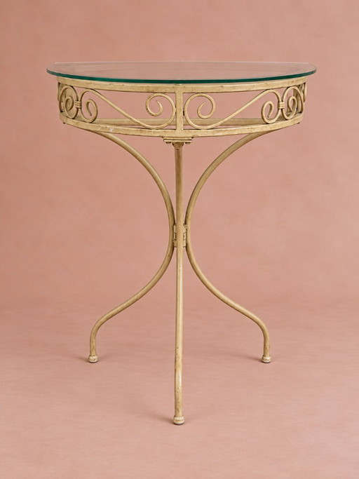 Consola, metal beige y cristal
