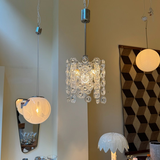 Gaetano Sciolari “Saturn” Glazen Kroonluchter – Gaeton Sciolari, Hanglampen, Glass, Chrome (photo 3 of 7)