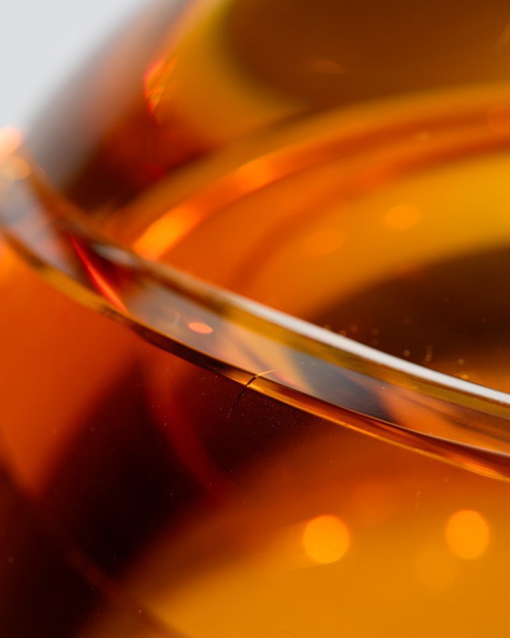 Image 1 of Rosenthal Creative Center "Blockglas" Amber Globe Vase Monumental Optical Glass