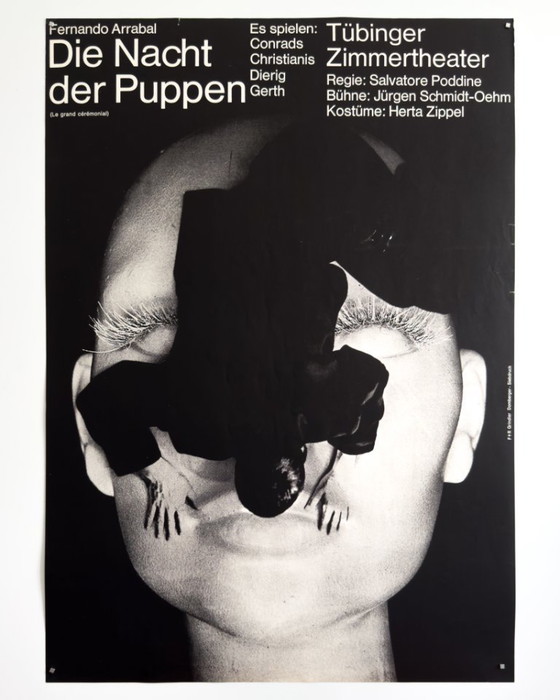 Image 1 of 🖤 Die Nacht der Puppen – c. 1970 – Original A1 Theater Poster by F + R  Grindler | Screen Print | 84 × 59 cm | West Germany