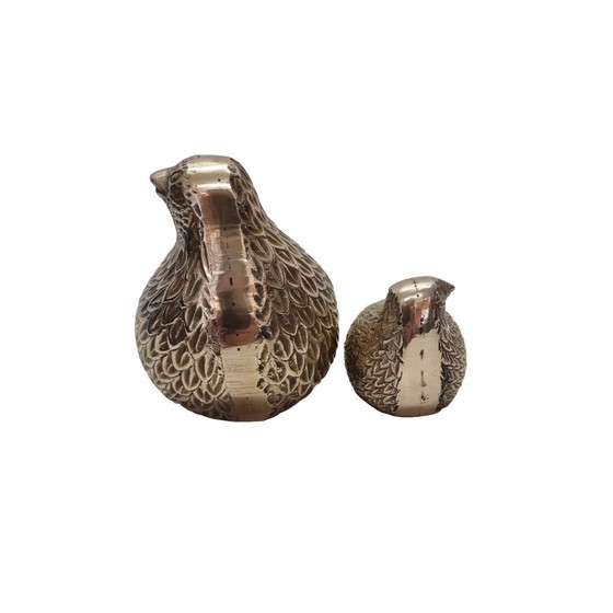 Image 1 of Mid Century Satz von 2 Wachteln aus Messing