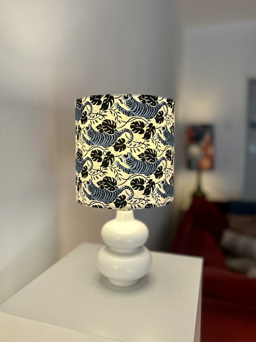 Lampe de table sans fil avec abat-jour en tissu à motif tigre japonais
