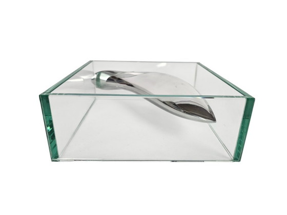 Image 1 of Dutch Lisa Mori For Inn - Modernist - Glass - Crystal - Aluminum - Vase - 90's