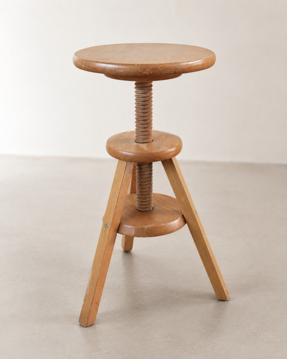 Image 1 of Sgabello allungabile vintage anni '70 in legno massello