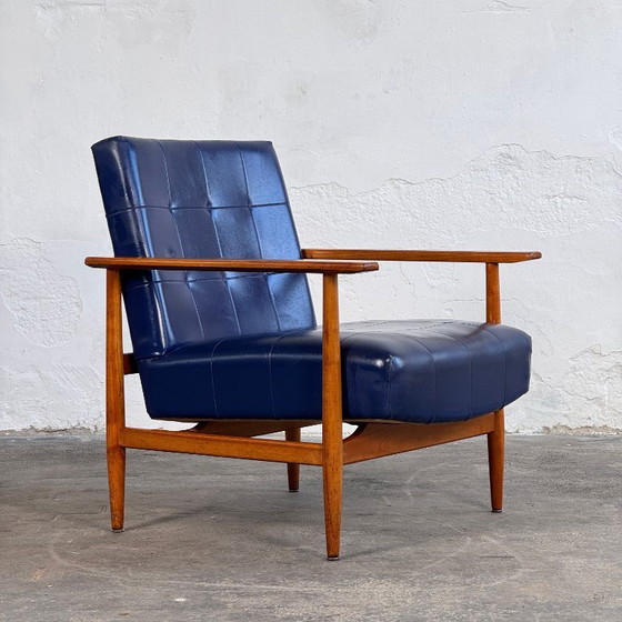 Image 1 of Een paar Hongaarse blauwe kunstlederen fauteuils, 1960