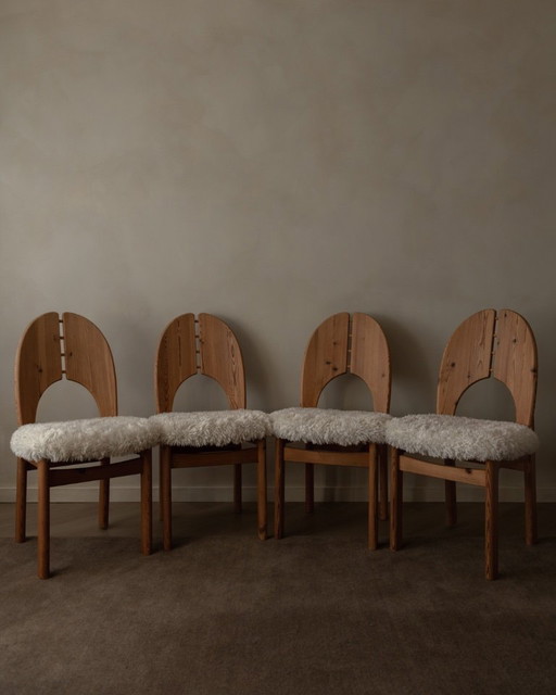 Vintage Danish Pine Dining Chairs (Set of 4) | Niels Koefoed Style | Rustic Scandinavian Modern | 1970s–80s