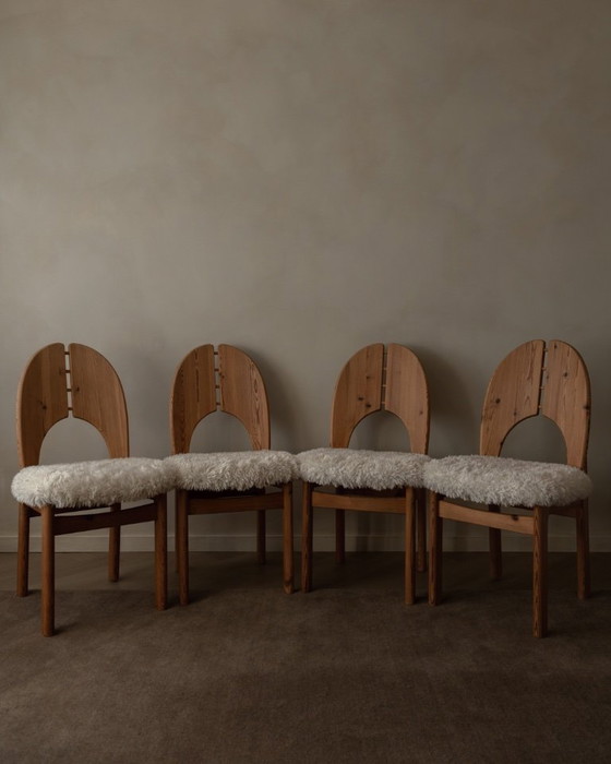 Image 1 of Vintage Danish Pine Dining Chairs (Set of 4) | Niels Koefoed Style | Rustic Scandinavian Modern | 1970s–80s