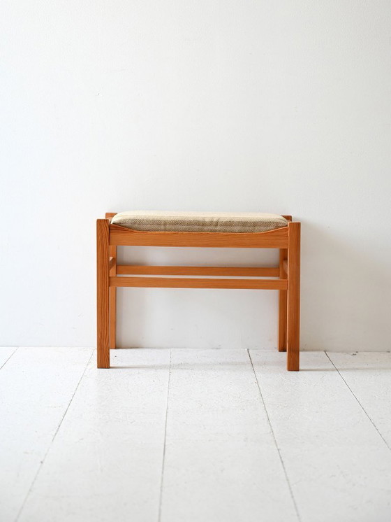 Image 1 of Scandinavian Oak Vintage Footstool
