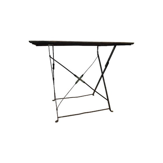 Image 1 of Old French metal bistro folding table, first half of the 20th century