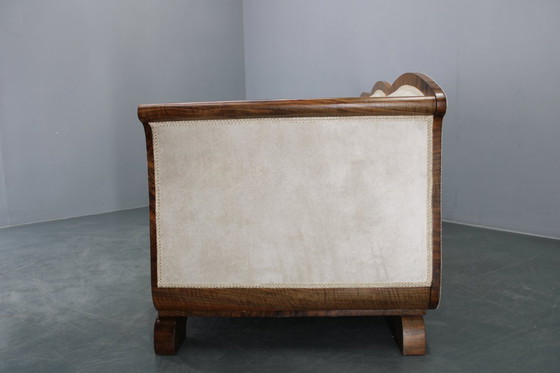 Image 1 of Gerestaureerde art-decobank uit 1930, Tsjecho-Slowakije