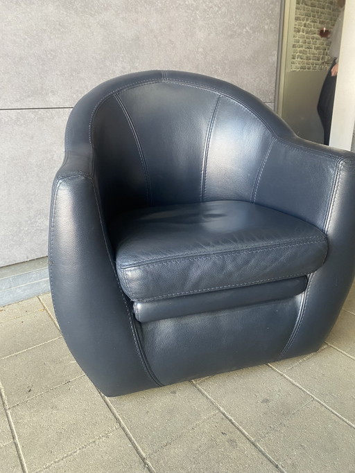 Blue leather Aviator armchair